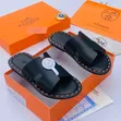 Hermes Designer Slippers - Men's Black Leather - 2