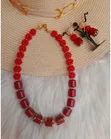 Royal Red Statement Beaded Jewelry Set - 1