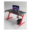 Black da Red Carbon Fiber Z-Shaped Gaming Desk tare da Kujera - 1