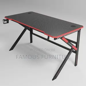 Black da Red Carbon Fiber Z-Shaped Gaming Desk tare da Kujera