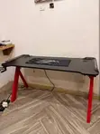 Black da Red Carbon Fiber Z-Shaped Gaming Desk tare da Kujera - 3