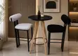 Modern Bar Set: Round Black Table & Upholstered Barstools - 2