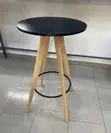 Modern Bar Set: Round Black Table & Upholstered Barstools - 3