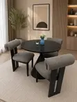 3-Seater Round Dining Set - Baƙar Ƙofa, Cream Rufi - 2