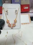 Stainless Steel Floral Crystal Necklace with Earrings - 2