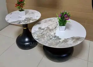 Modern Round Coffee Tables - White Marble Top