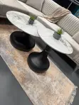 Modern Round Coffee Tables - White Marble Top - 2
