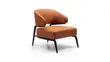 Tan Leather Accent Chair with Curved Armrests - 5