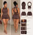 2pcs Brown Vintage Plaid Set - 2