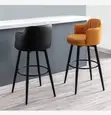 Modern Channel-Stitched Leather Bar Stools masu masu Curved Armrests - 2