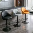 Modern Channel-Stitched Leather Bar Stools masu masu Curved Armrests - 4