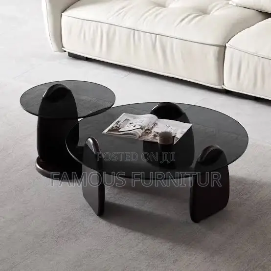 Modern 2-in-1 Coffee Table Set with Smoke-Tinted Glass - 1