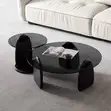 Modern 2-in-1 Coffee Table Set with Smoke-Tinted Glass - 1