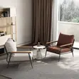 Modern Leather Armchair - Brown Cushion, Black Metal Frame - 3