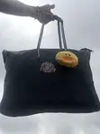 Handmade Quilted Laptop Tote Bag da Ramin kwalba - Baki - 3