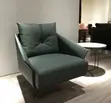 Modern Beige Leather Swivel Accent Chair - 2
