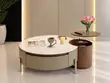 Modern Round Coffee Table Set Da Fitar Marmara Mai Launi Fari - 1