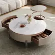 Modern Round Coffee Table Set Da Fitar Marmara Mai Launi Fari - 2