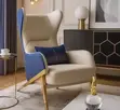 Modern High-Back Wingback Accent Chair - Orange Mai Haske & Fari - 2