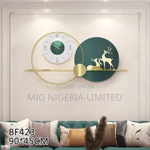 Modern Deer Art Wall Clock with Gold Pointer