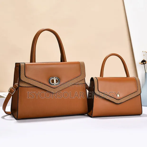 Brown Textured Top-Handle Bag - 1