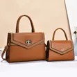 Brown Textured Top-Handle Bag - 1