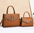 Brown Textured Top-Handle Bag - 2
