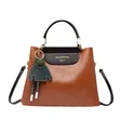 Stylish Brown Faux-Leather Handbag - 1