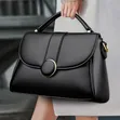 Black Faux-Leather Top-Handle Handbag - 2