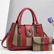 Red and Beige Striped PU Leather Handbag - 2