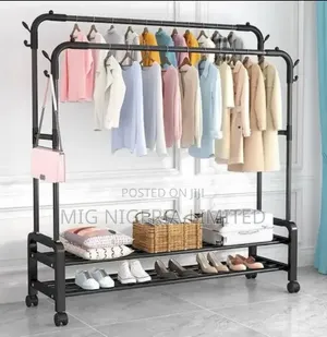 50kg Multifunctional Double Pole Cloth and Shoe Rack