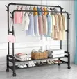 50kg Multifunctional Double Pole Cloth and Shoe Rack - 1