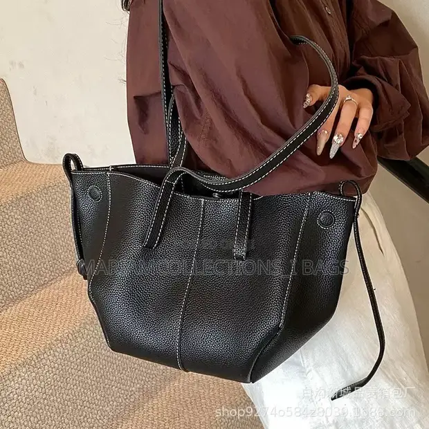 Women's Brown Leather Handbag - Spacious Tote Shoulder Bag - 1