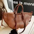 Women's Brown Leather Handbag - Spacious Tote Shoulder Bag - 2