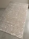 Turkish Dexim Retro Pattern Gold and Beige Center Rug - 1