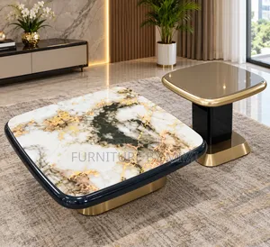 Luxury Patagonia Marble Center Table Set tare da Side Stool
