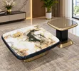 Luxury Patagonia Marble Center Table Set with Side Stool - 2