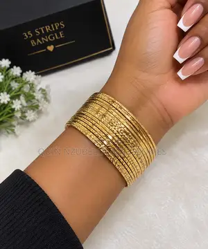 35-Strip Ladies Bangle - Elegant Gold-Tone Fashion Bracelet