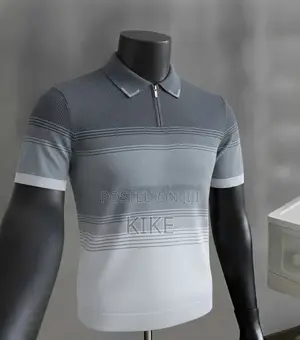 Men's Knitted Polo Top - Ash