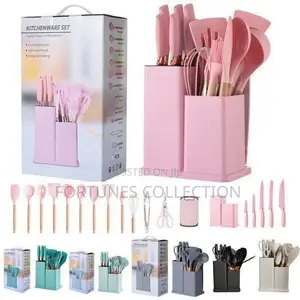 19-Piece Non-Stick Silicone Cooking Utensil & Knife Set with Board