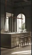 Original Brown Leather Belt Chandelier - 2