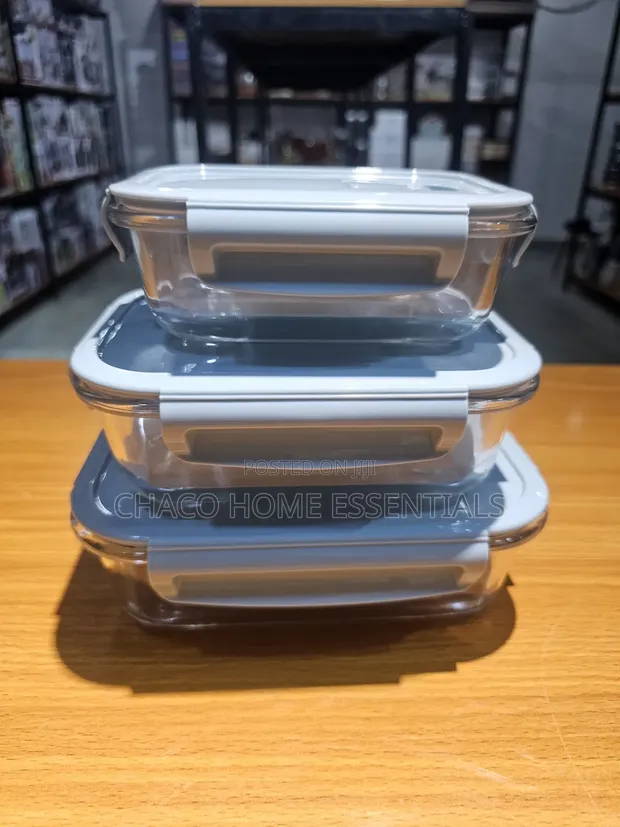 3-Piece Airtight Glass Food Storage Containers - 1