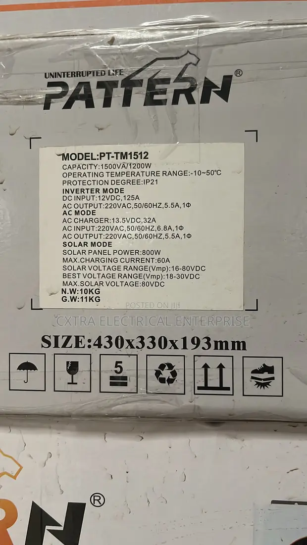 Pattern 1.5KVA 12V Pure Sine Wave Inverter - 1
