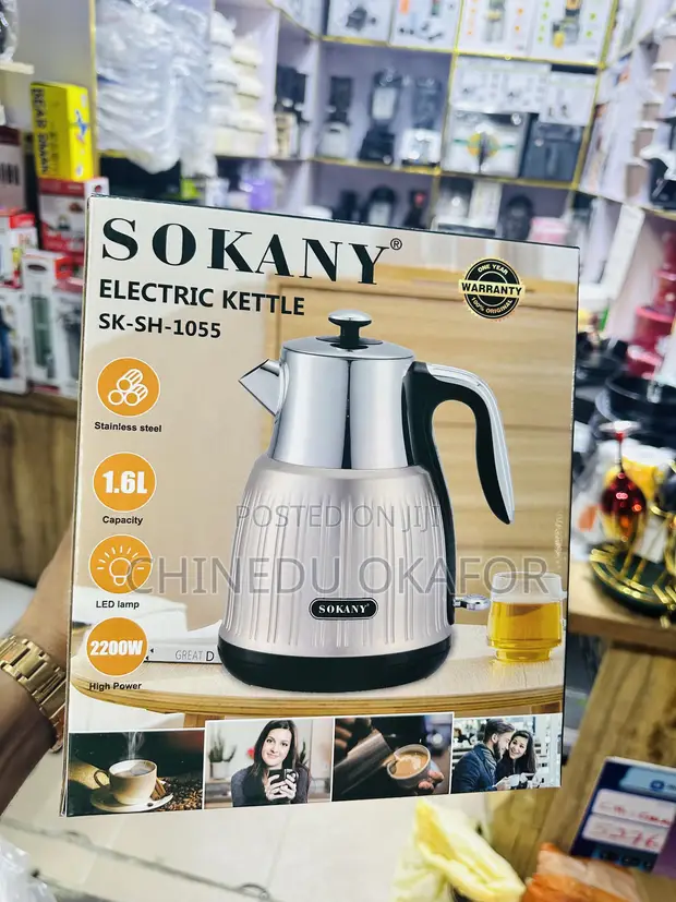 Sokany Electric Kettle 2200W 1.7L Silver - 1