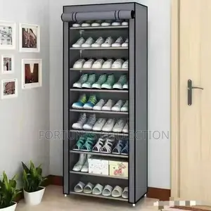 Lindy Single Row 9-Layer Dustproof Fabric Shoe Rack Organizer