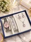 Fashion Jewelry Set (Wristwatch, Necklace, Earrings, Bracelet) - 5
