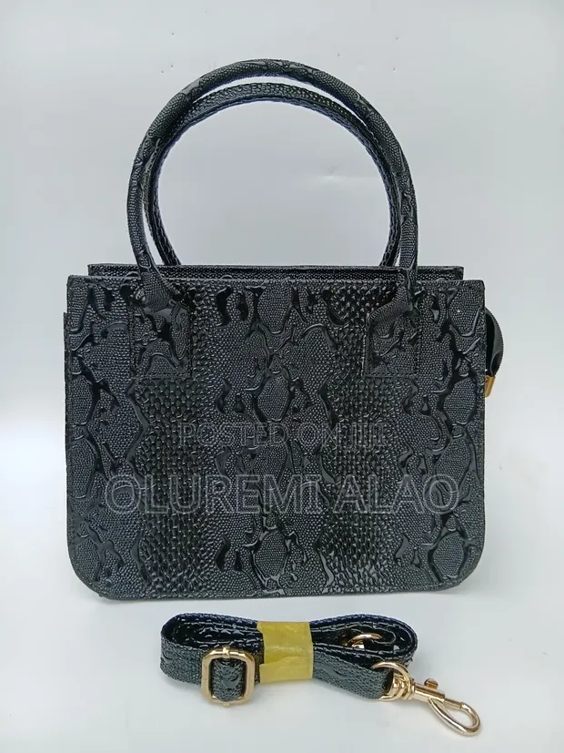 Customised Ladies Hand Bag - Black Synthetic Leather - 1