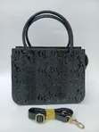 Customised Ladies Hand Bag - Black Synthetic Leather - 1