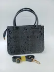 Customised Ladies Hand Bag - Black Synthetic Leather - 2