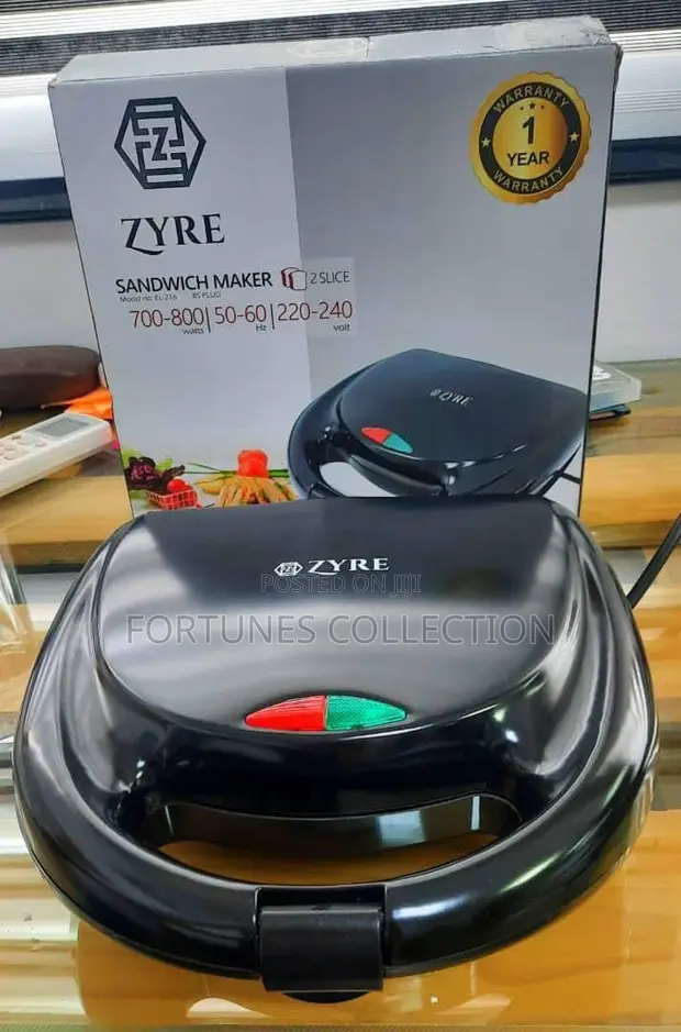 Zyre 2-Slice Electric Sandwich Maker Toaster (EL-216) - 1